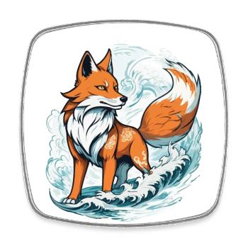 Japanische Kitsune Maske Kawaii Fuchsgeist Design - Viereckiger Kühlschrankmagnet - Weiß - Vorne