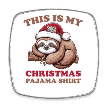 Sloth Mouse Christmas Pajamas Sloths - Square fridge magnet - white - Front