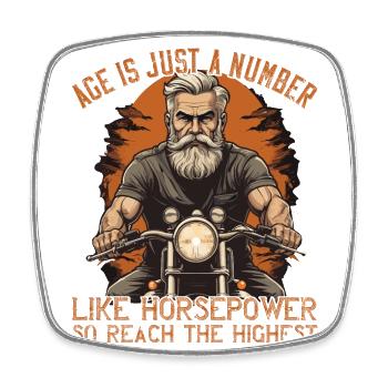 Alter Ist Pferdestärke Lustiger Biker Opa Design - Viereckiger Kühlschrankmagnet - Weiß - Vorne