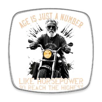 Alter Ist Pferdestärke Lustiger Biker Opa Design - Viereckiger Kühlschrankmagnet - Weiß - Vorne