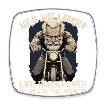 Drôle de motard grand-père moto vintage style rétro - Magnet carré - blanc - Devant