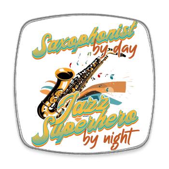Saxophone Drôle Design Jazz Amateur de musique - Magnet carré - blanc - Devant