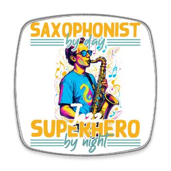 Saxophone Drôle Design Jazz Amateur de musique - Magnet carré - blanc - Devant