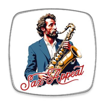 Saxophone drôle Saxophone Appel Amateur de musique jazz - Magnet carré - blanc - Devant