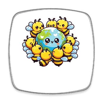 Save the Earth Bees Live Here Save The Bees - Square fridge magnet - white - Front