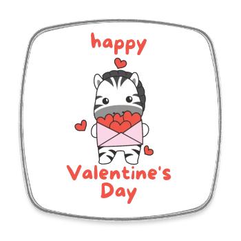 Zebra zum Valentinstag süße Tiere mit Herzen - Viereckiger Kühlschrankmagnet - Weiß - Vorne