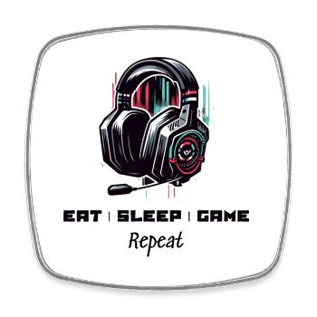 Eat Sleep Game Repeat Gamer Sprüche Shirt - Viereckiger Kühlschrankmagnet - Weiß - Vorne