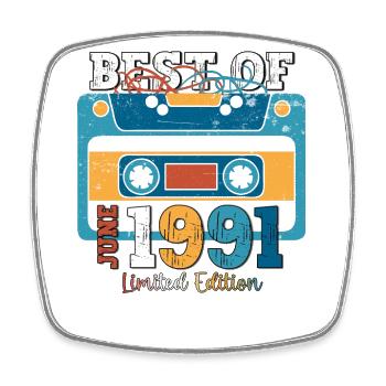 Cassette June 1991 Vintage 1991 Birthday 1991 - Square fridge magnet - white - Front