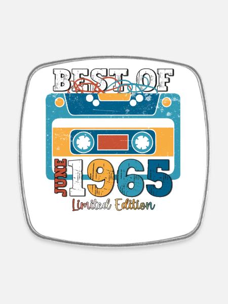 Cassette Juin 1965 Millésime 1965 Anniversaire 1965 - Magnet carré - blanc