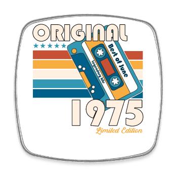 50. Geburtstag Kassette Juni 1975 Jahrgang 1975 - Viereckiger Kühlschrankmagnet - Weiß - Vorne