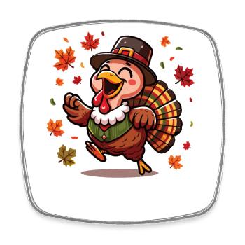 Happy Thanksgiving Turkey Fall - Square fridge magnet - white - Front