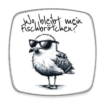 Where's My Fish Sandwich Cool Seagull Saying - Square fridge magnet - white - Front