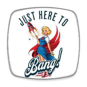 Here To Bang Retro Vintage Design Lustiges - Viereckiger Kühlschrankmagnet - Weiß - Vorne