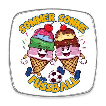 Soleil d’été Soccer Rire Coups de pied Cornets de crème glacée - Magnet carré - blanc - Devant