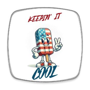 Drapeau américain rétro vintage Keepin It Cool - Magnet carré - blanc - Devant