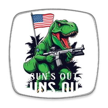 Suns Out Guns Out Funny United States Dinosaur 4th July - Square fridge magnet - white - Front