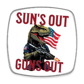 Suns Out Guns Out Funny USA Dinosaur - Viereckiger Kühlschrankmagnet - Weiß - Vorne
