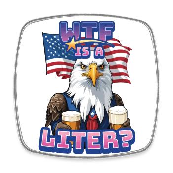 WTF est un aigle d’un litre avec de la bière Funny Metric Pun - Magnet carré - blanc - Devant