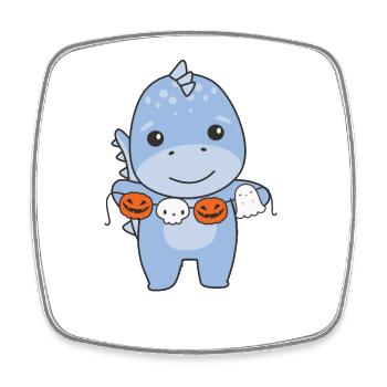 Dino Happy Halloween Pumpkin Ghost Costume - Square fridge magnet - white - Front