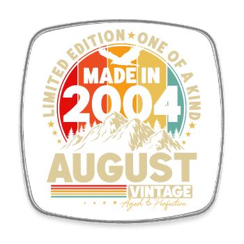 August 2004 Vintage Vintage Retro Birthday - Square fridge magnet - white - Front