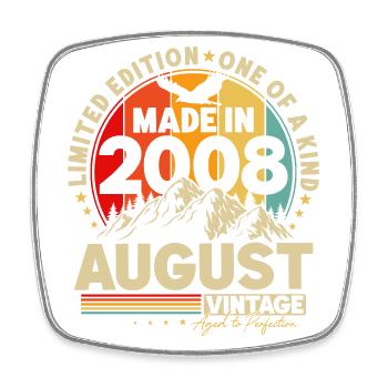 Août 2008 Vintage Vintage Rétro Anniversaire - Magnet carré - blanc - Devant