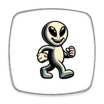 Rétro Vintage Alien Halloween Costume Décoration - Magnet carré - blanc - Devant
