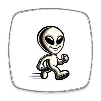 Rétro Vintage Alien Halloween Costume Décoration - Magnet carré - blanc - Devant