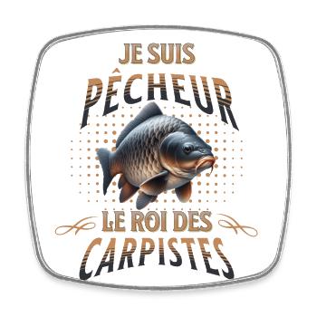 Pêche à la carpe, cadeau pour carpiste - Magnet carré - blanc - Devant