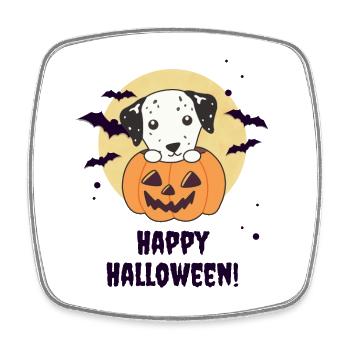 Dalmatians in Pumpkin Cute Dogs Happy Halloween - Square fridge magnet - white - Front