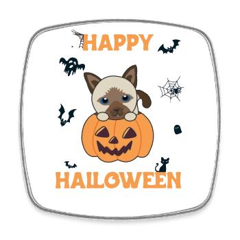 Cat in Pumpkin Cute Cats Happy Halloween - Square fridge magnet - white - Front