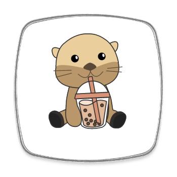 Loutre Bubble Tea Loutre Animaux mignons - Magnet carré - blanc - Devant