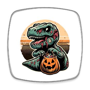 T-Rex Dinosaurier Süßes Oder Saures Halloween - Viereckiger Kühlschrankmagnet - Weiß - Vorne