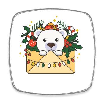 Polar Bear Christmas Letter Winter Animals Polar Bears - Square fridge magnet - white - Front