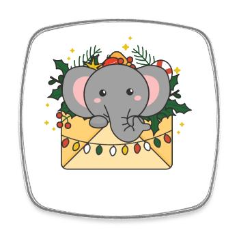 éléphant Noël lettre hiver animaux éléphants - Magnet carré - blanc - Devant