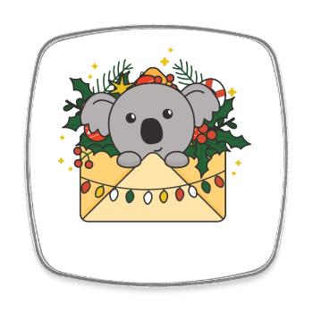 Koala Lettre de Noël Animaux d’hiver Koalas - Magnet carré - blanc - Devant