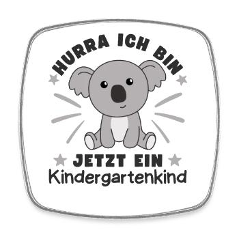 Hooray I'm a kindergarten kid Koala now - Square fridge magnet - white - Front