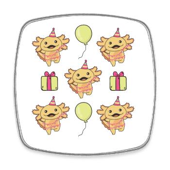 Axolotl for Birthday for Kids One Birthday - Square fridge magnet - white - Front