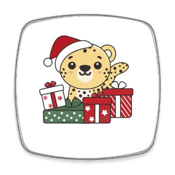 Leopard Weihnachten Geschenk Winter Tiere Leopard - Viereckiger Kühlschrankmagnet - Weiß - Vorne