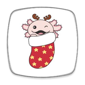 Axolotl Christmas Sock Winter Animals Axolotl - Square fridge magnet - white - Front