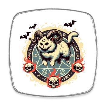 Cute Lucifer Cat Funny Cats Summoning - Square fridge magnet - white - Front