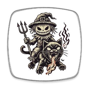 Creepy Devil Cat Dark Cats Design - Square fridge magnet - white - Front