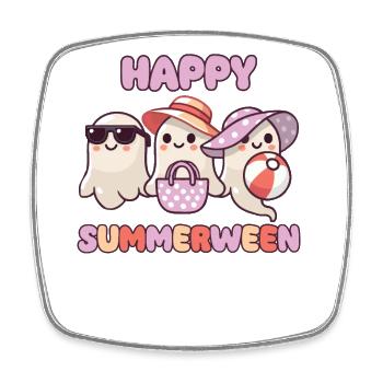 Happy Summerween Summer Halloween Ghost - Square fridge magnet - white - Front