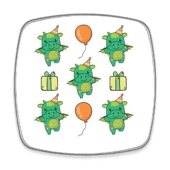 Drache zum Geburtstag für Kinder ein Geburtstags - Viereckiger Kühlschrankmagnet - Weiß - Vorne