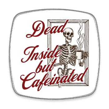 Halloween Coffee Lover Skeleton Coffee Design - Square fridge magnet - white - Front