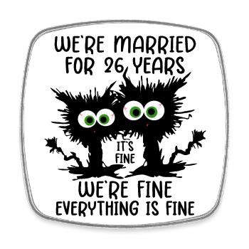 26 Years Married Jade Wedding Gift - Square fridge magnet - white - Front