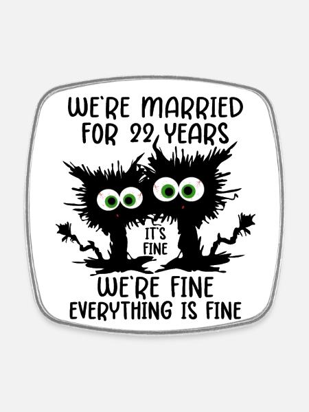 22 ans mariés Bronze mariage cadeau d’anniversaire - Magnet carré - blanc