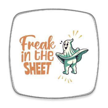 Freak dans la feuille Drôle Halloween fantôme - Magnet carré - blanc - Devant