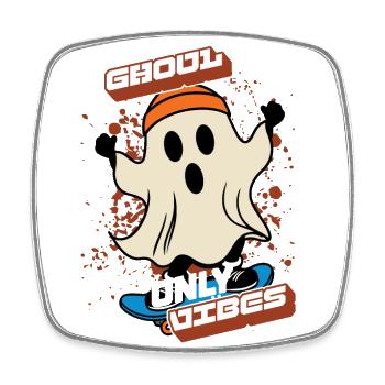 Ghoul Vibes Only Funny Halloween Saying Design - Square fridge magnet - white - Front
