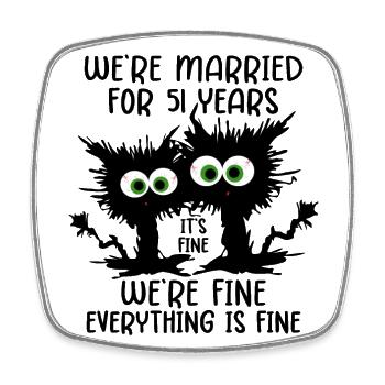 51 Years Married 51st Wedding Anniversary Gift - Square fridge magnet - white - Front