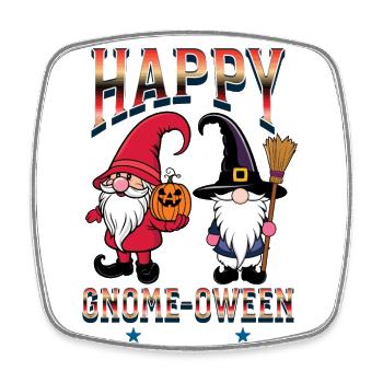 Happy Gnome-Oween Lustiger Halloween Gnom - Viereckiger Kühlschrankmagnet - Weiß - Vorne